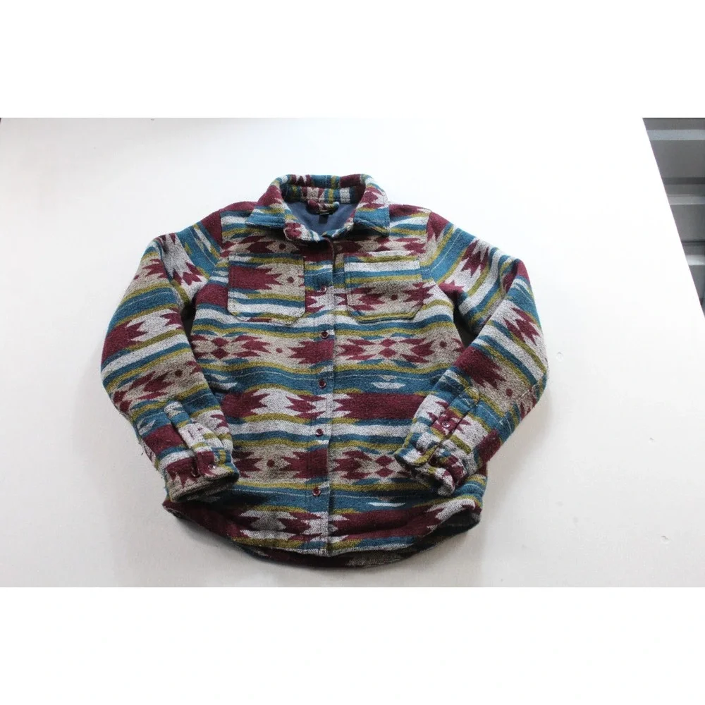 Mountain and Isles Men Blue Sweater Aztec Long Sleeve Collared Heavy Size Small